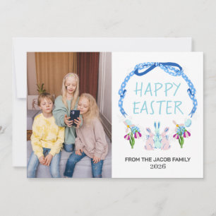 elegant Modern Blommigt Påsk ett familjefoto Julkort