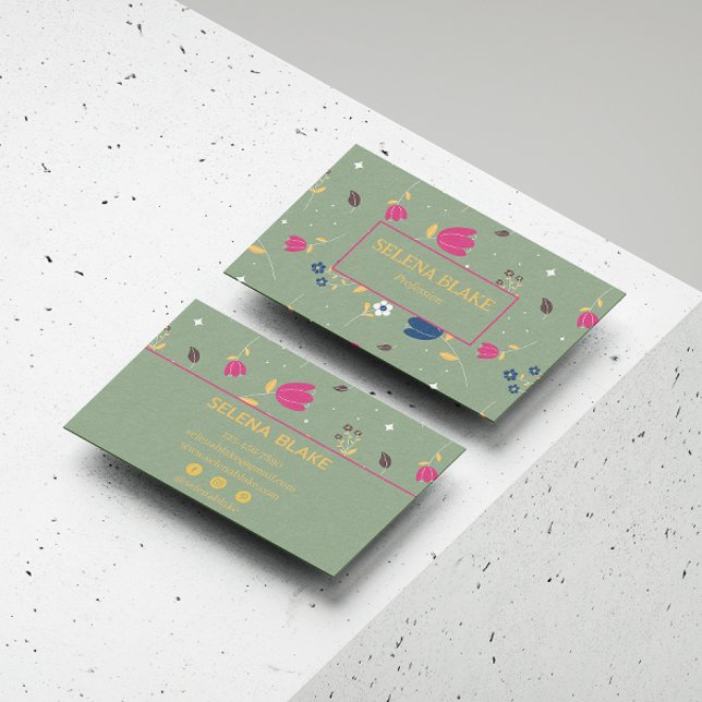 Elegant Modern Blommigt | Professionell och Trendi Visitkort (Skapare uppladdad)