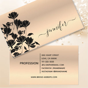 Elegant Modern Blommigt Ro Black Flowers Cute Visitkort