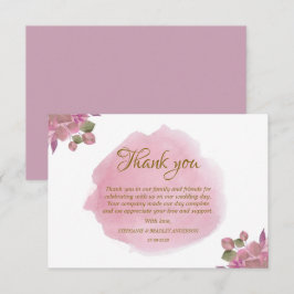 Elegant Modern Blommigt Rosa Bröllop - tack för di Kort