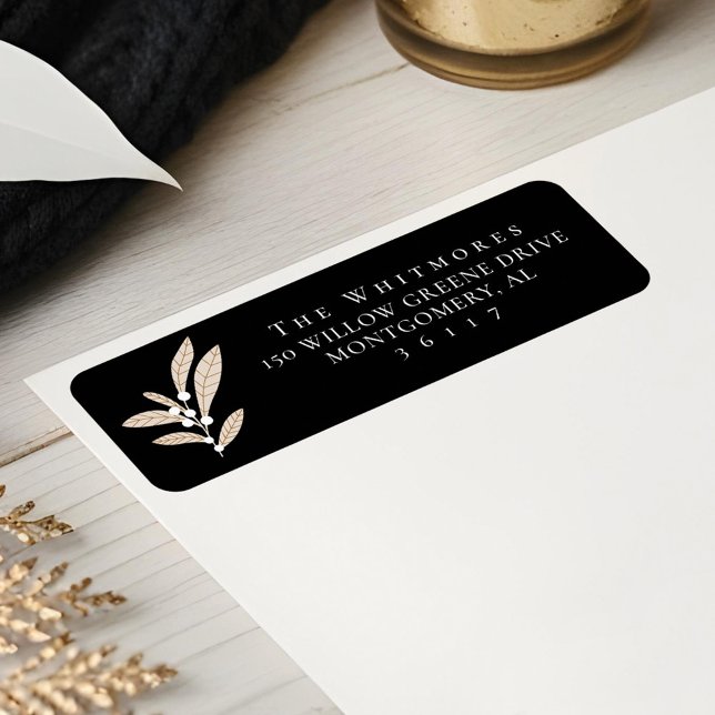 Elegant Modern Blommigt White Cranberry Löv Design Returadress Etikett (Elegant Modern Floral White Cranberry Leaf Design Label)