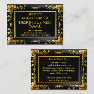Elegant modern blomster guld svart utsmyckad visitkort