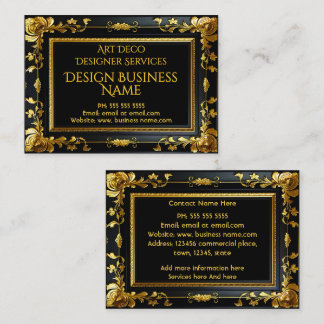 Elegant modern blomster guld svart utsmyckad visitkort