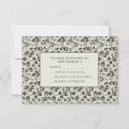 Elegant modern blomster-RSVP-kort silver svart OSA Kort