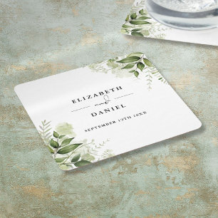 Elegant modern blomsterbröllop underlägg papper kvadrat