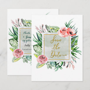 Elegant modern blomsterlig Spara datum-inbjudan Inbjudningar