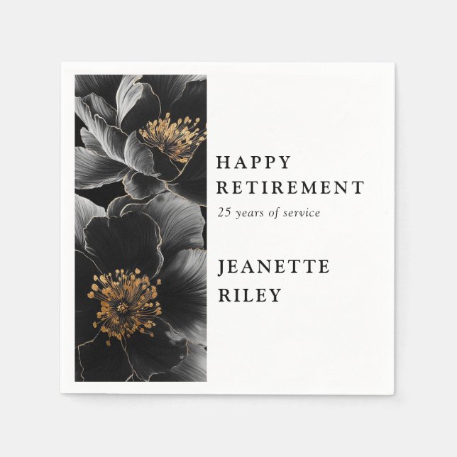 Elegant modern blomsterlycka vid pensionering pappersservett (Framsidan)