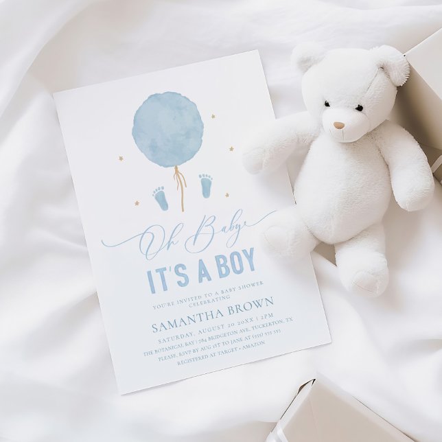 Elegant Modern Blue Boy Baby Shower Inbjudningar (Skapare uppladdad)