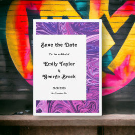 Elegant Modern Blue Galaxy Abstrakt Art Bröllop Spara Datumet