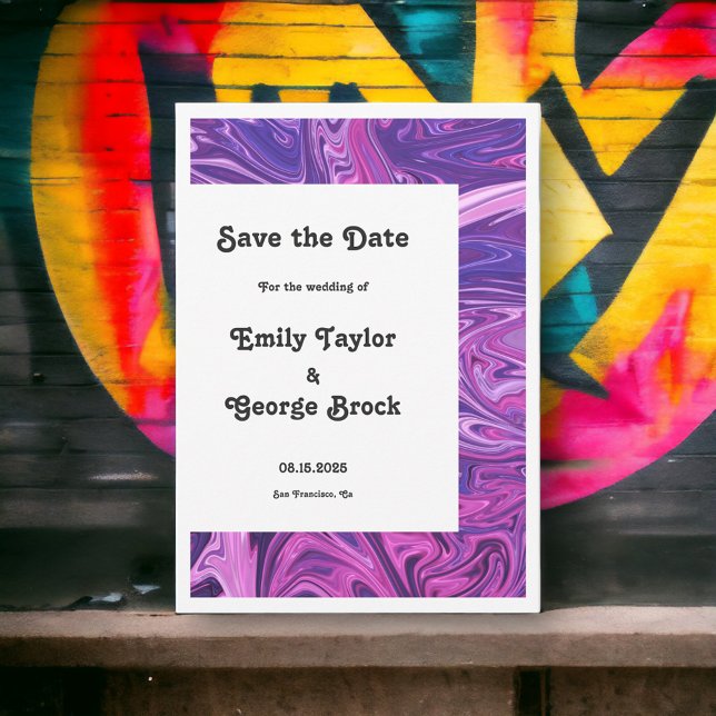 Elegant Modern Blue Galaxy Abstrakt Art Bröllop Spara Datumet (Skapare uppladdad)