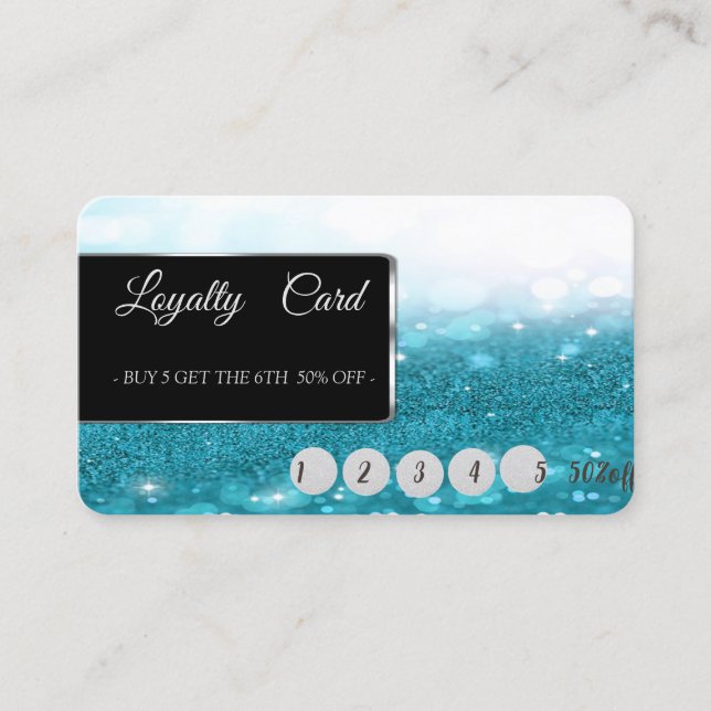 Elegant Modern Blue Glittery Bokeh Loyalty Card Lojalitetskort (Framsida)