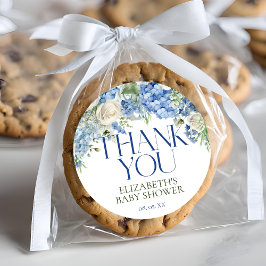 Elegant Modern Blue Hydrangea Blommigt Tack Runt Klistermärke