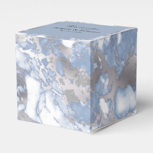 Elegant Modern Blue Marble Wedor Favor Box Presentaskar (Framsidan Sidan)