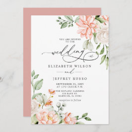 Elegant Modern Blush White Floral Wedding Inbjudningar
