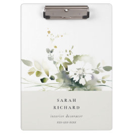 Elegant Modern Boho Abstrakt Grönt White Blommigt