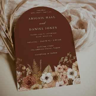 Elegant Modern Boho Arch Floral Wedding Inbjudningar