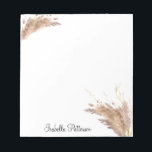 Elegant Modern Boho Pampas Grass Foliage Glitter Anteckningsblock<br><div class="desc">Personlig stationär med elegant boho bouquet av torkat pampasgräs och grenar med faux glitter-effekt.</div>