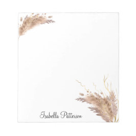 Elegant Modern Boho Pampas Grass Foliage Glitter Anteckningsblock