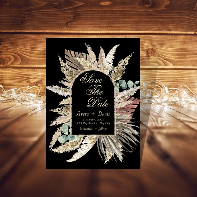 Elegant modern boho terracotta spara datumet inbjudningar (Skapare uppladdad)