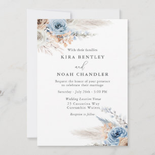 Elegant Modern Boho Watercolor Flowers Bröllop Inbjudningar