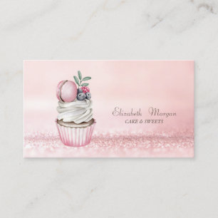 Elegant Modern Bokeh Akvarell Cupcake Macaron Visitkort