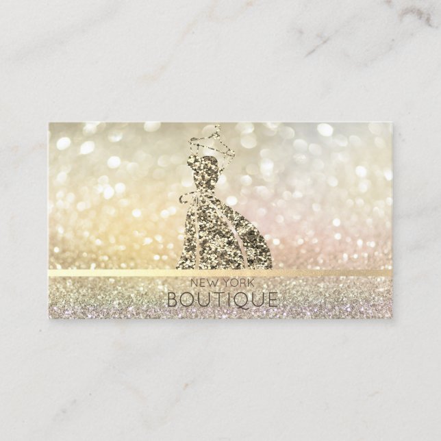 Elegant Modern Bokeh Guld Glitter Dress Visitkort (Framsida)
