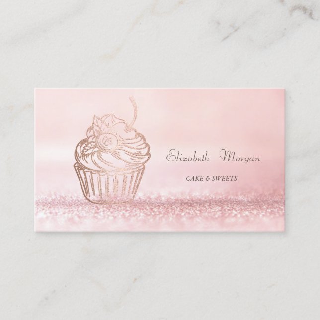 Elegant Modern Bokeh Tårta Godis, Cupcake Visitkort (Framsida)