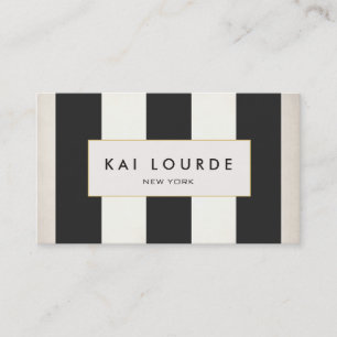 Elegant Modern Bold Black and White Stripe Visitkort