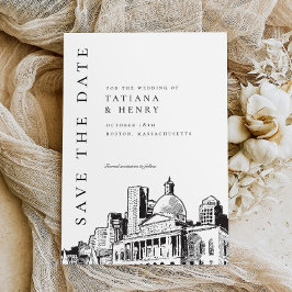 Elegant Modern Boston Bröllop spara datum Inbjudningar