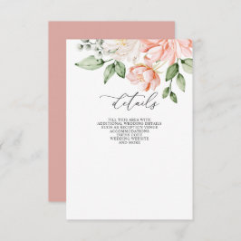 Elegant Modern Botanical Blush Floral Wedding Tilläggskort