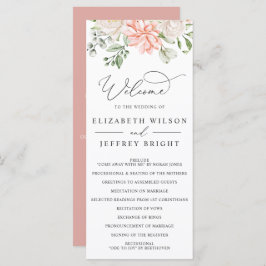 Elegant Modern Botanical Blush Pink Floral Wedding Program