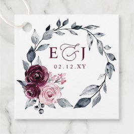 Elegant Modern Botanical Burgundy Floral Wedding Gåvor Etiketter
