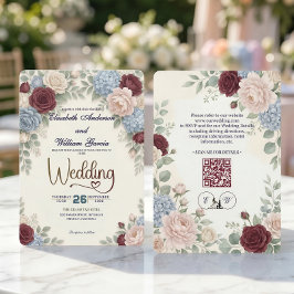 Elegant Modern Botanisk Allt-i-ett QR-kod Inbjudningar
