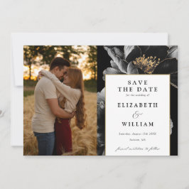 Elegant Modern Botanisk Blommig Foto Bröllop Spara Datumet