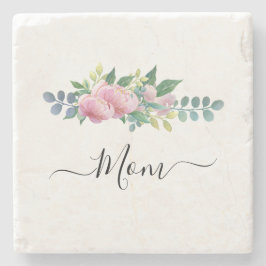 Elegant Modern botanisk Grönt Rosa Flower Mamma Stenunderlägg