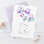 Elegant Modern Botanisk Lila Blommigt Bröllop Inbjudningar<br><div class="desc">Den här mjuka bröllopsinbjudan till lila med handritad vattenfärgad illustration av blommigten ger säkert ett bestående intryck på dina inbjudningar. Vattenfärgblommor visas längst fram i inbjudan med ett typsnitt för eleganten. Mjuk vacker färg: lavender,  lilak lila och tipsen av ge drömmer om en dröm.</div>