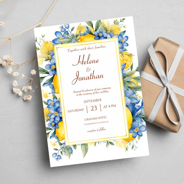 Elegant Modern Botaniska Blommigten Bröllop Inbjudningar (Elegant Modern Botanical Floral Wedding Invitation)