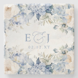 Elegant Modern botaniska Dusty Blue Blommigt Bröll Stenunderlägg