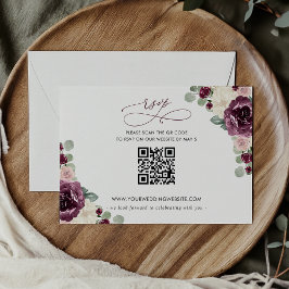 Elegant Modern botaniskt plommon Floral QR CODE OSA Kort