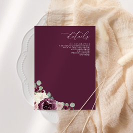 Elegant Modern botaniskt plommon Floral Wedding Tilläggskort