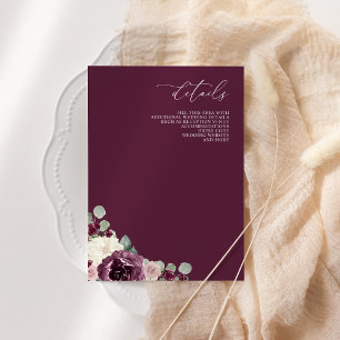 Elegant Modern botaniskt plommon Floral Wedding Tilläggskort
