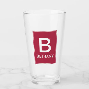 Elegant Modern Bourgogne Monogram Glaskopp