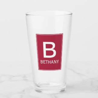Elegant Modern Bourgogne Monogram Glaskopp