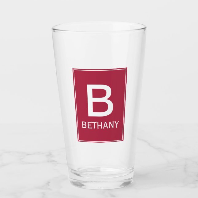 Elegant Modern Bourgogne Monogram Glaskopp (Framsida)