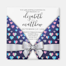 Elegant Modern Bow and Heart Speckles Design Magnet