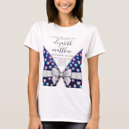 Elegant Modern Bow and Heart Speckles Design T Shirt