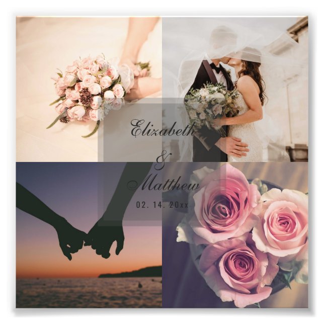 Elegant Modern Bröllop-årsdag - Bride and Groom Fototryck (Framsidan)