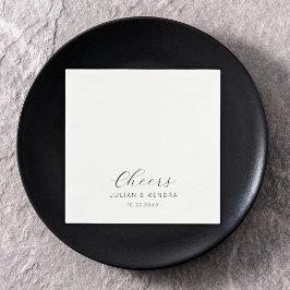 Elegant Modern Bröllop Black and White Pappersservett