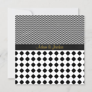 ELEGANT & MODERN BRÖLLOP Black White Guld Inbjudningar