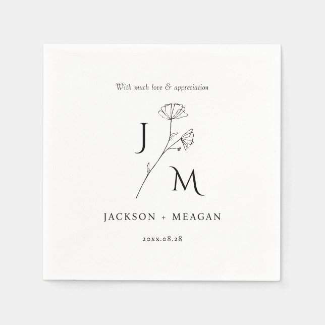 Elegant Modern Bröllop Cocktail Pappersservett (Framsidan)